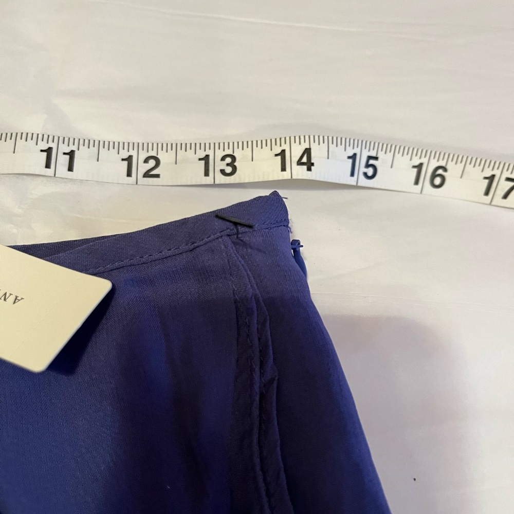 NWT Anthropologie size 2 A-line ruffle slit midi skirt in blue - Picture 7 of 9